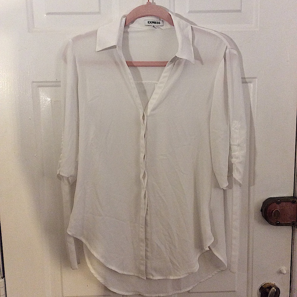 Express Button-down White Blouse